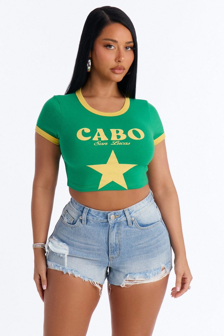 Star In Cabo Baby Tee - Green