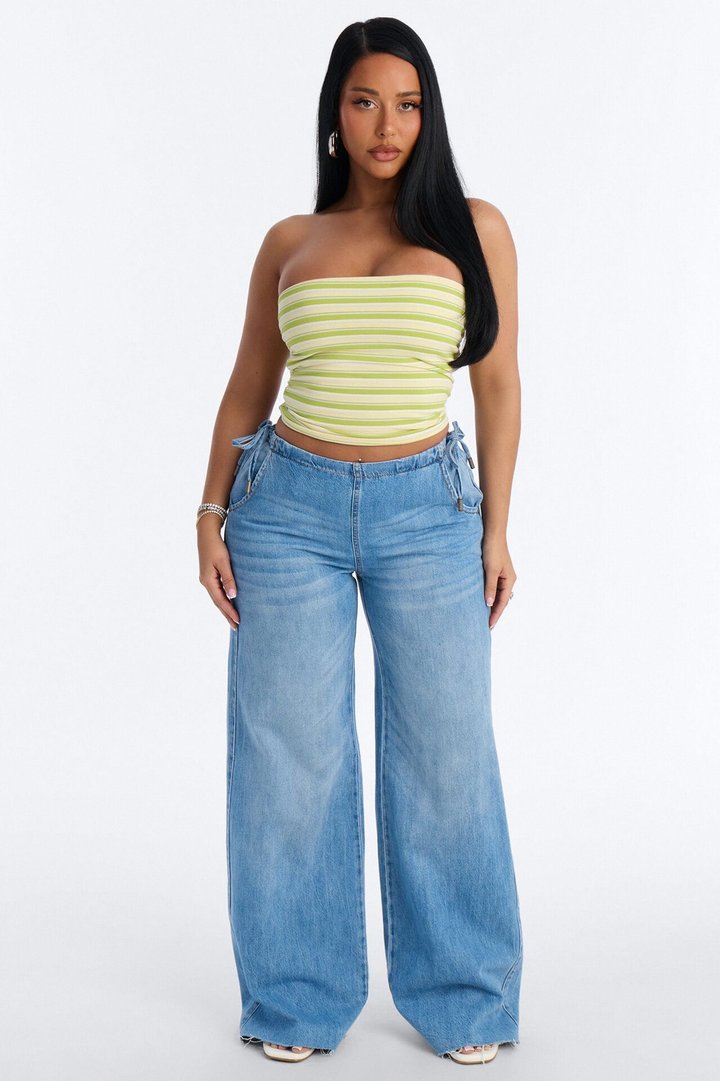 Hanna Striped Strapless Tube Top - Yellow/combo