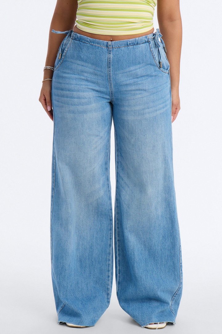 Group 7 Tie Waist Jeans - Light Wash