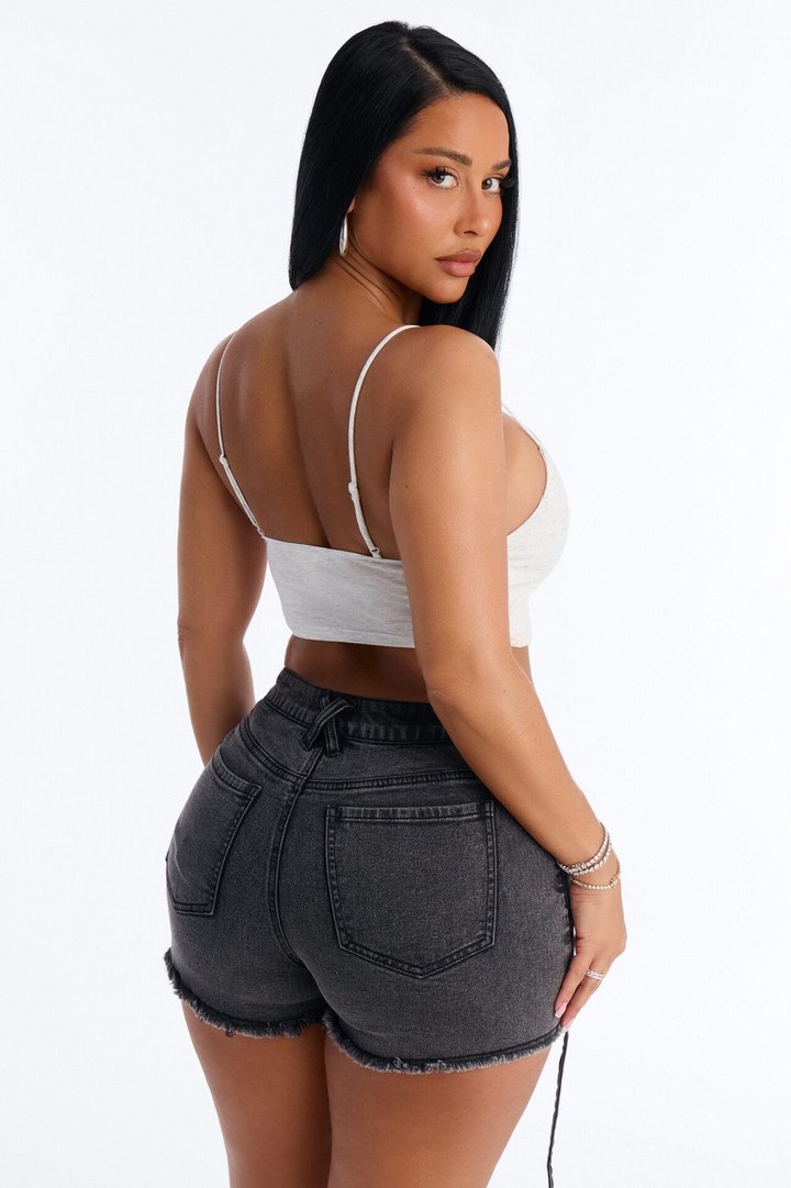 Alexa Everyday Double Layered Cropped Cami Top - Light Grey