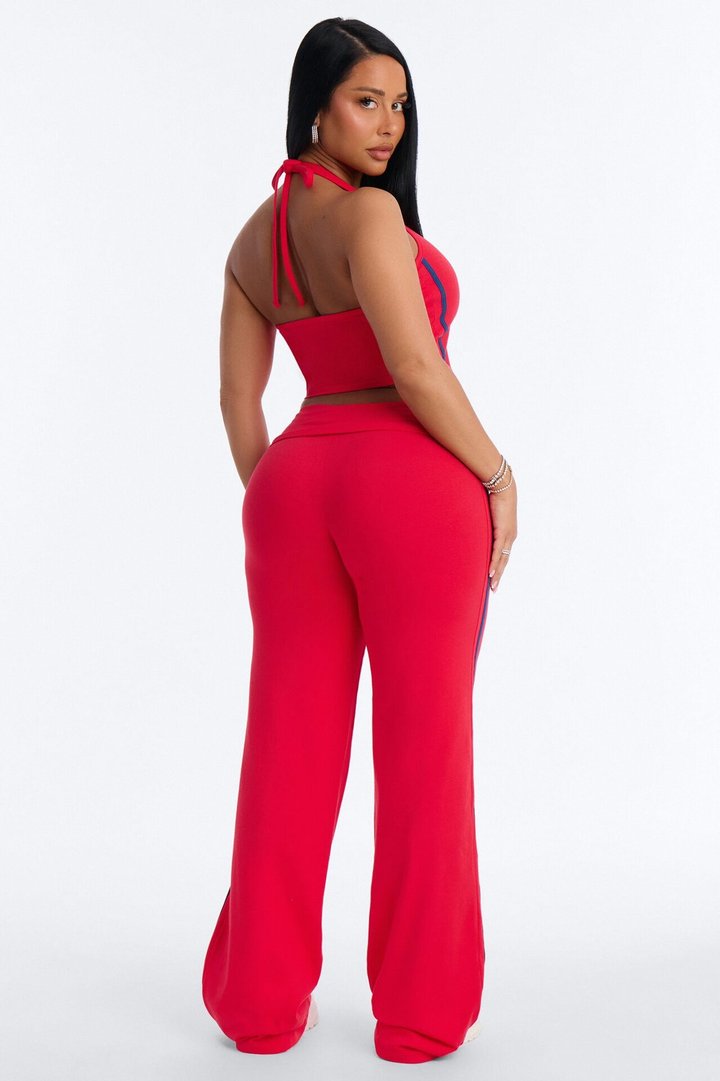 Varsity Dreams Halter Pant Set - Red