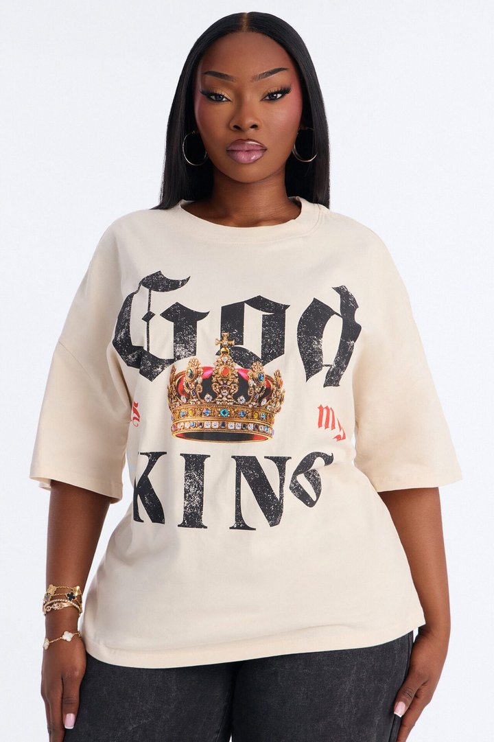 God Is My King Oversized Tee - Off White