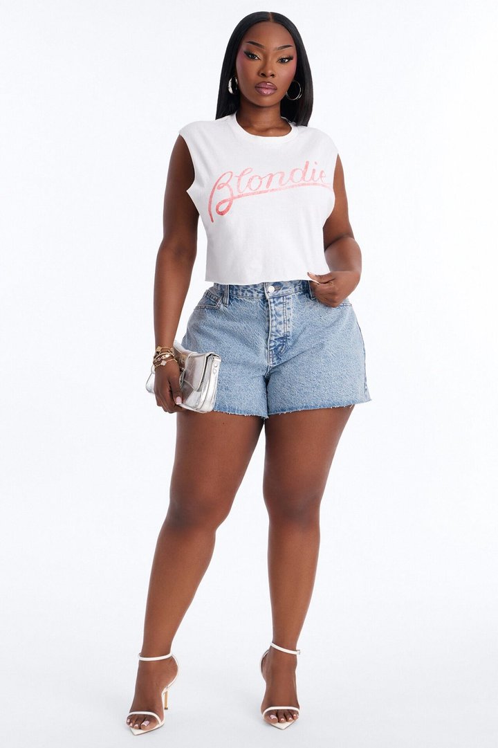 Blondie Crop Muscle Tank - White
