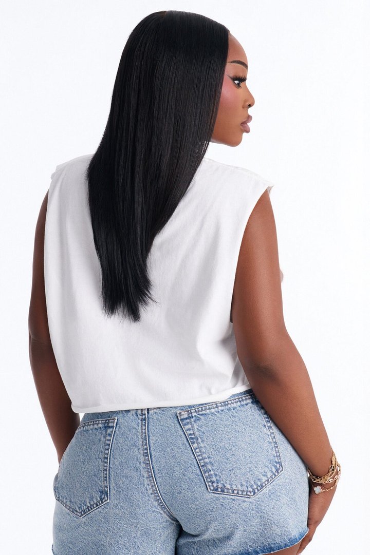 Blondie Crop Muscle Tank - White