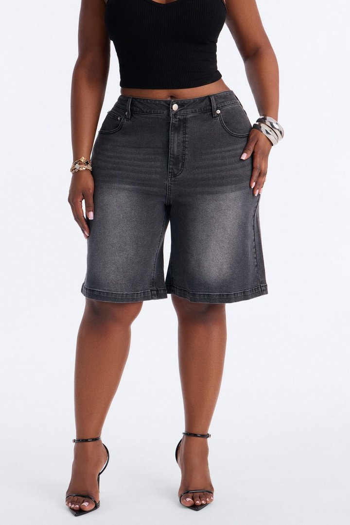 Around The Corner Denim Bermuda Shorts - Black