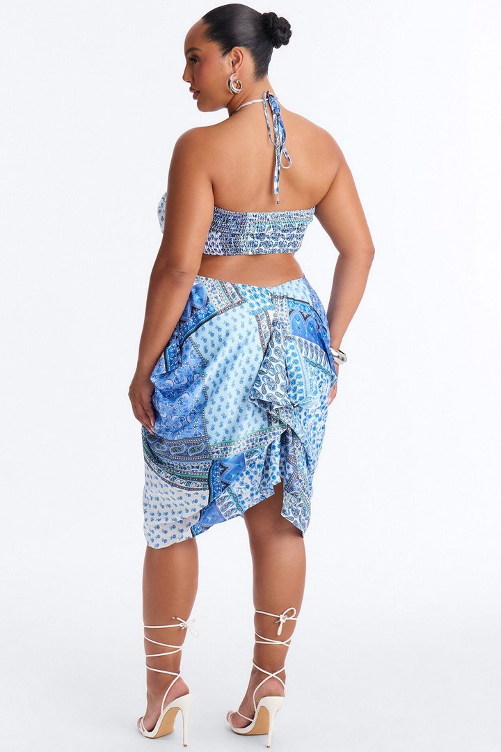 Wildflower Soul Satin Mini Dress - Blue/combo