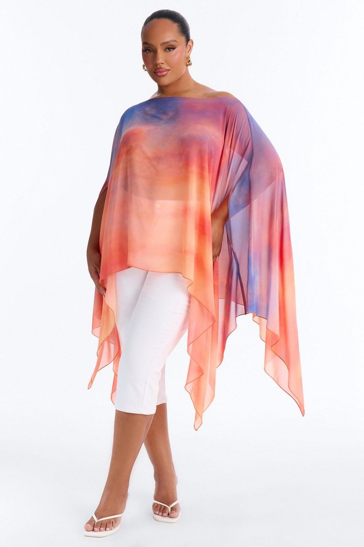 Get In Line Long Chiffon Kimono Top - Multi Color