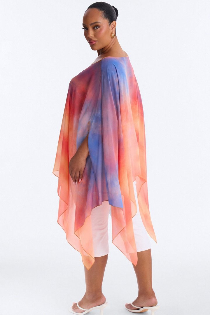 Get In Line Long Chiffon Kimono Top - Multi Color