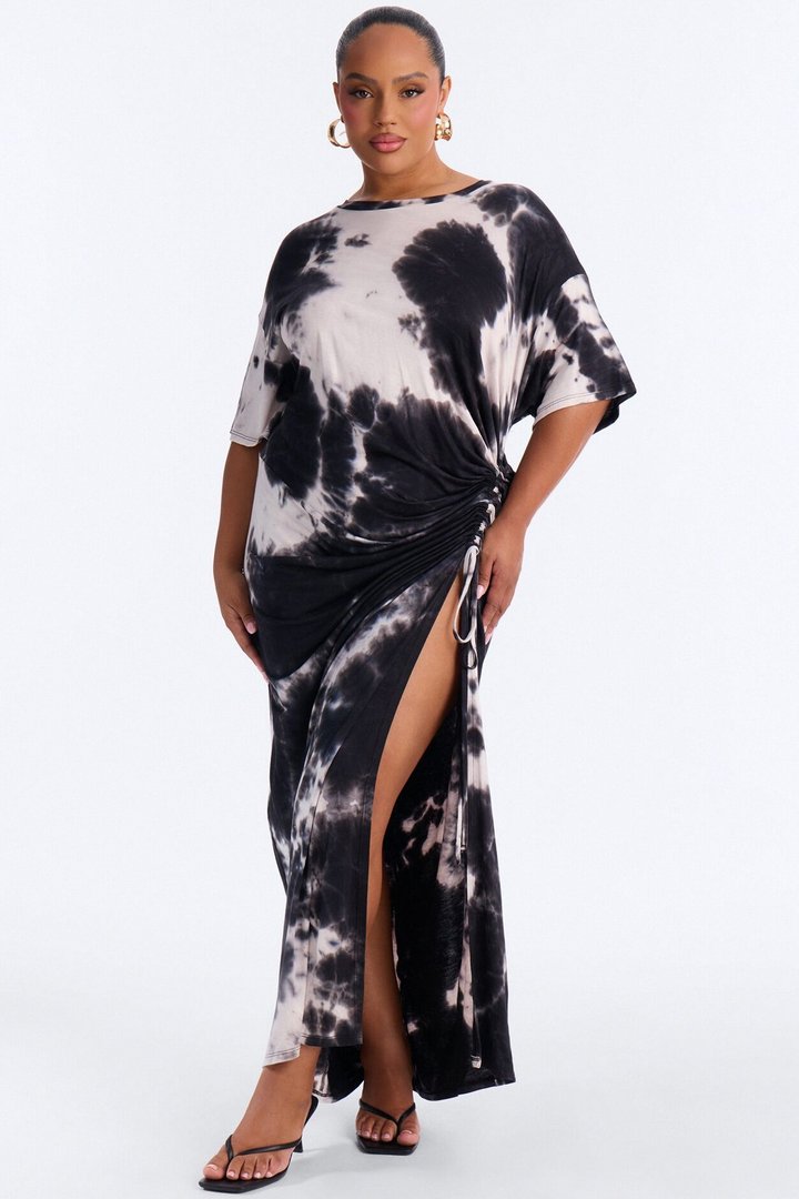 Tatum Tie Dye Maxi Dress - Black/combo