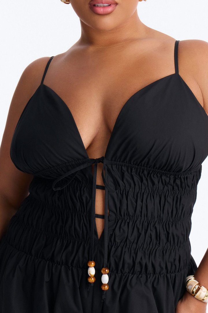 Vacation Muse Beaded Wide Leg Jumpsuit - Black