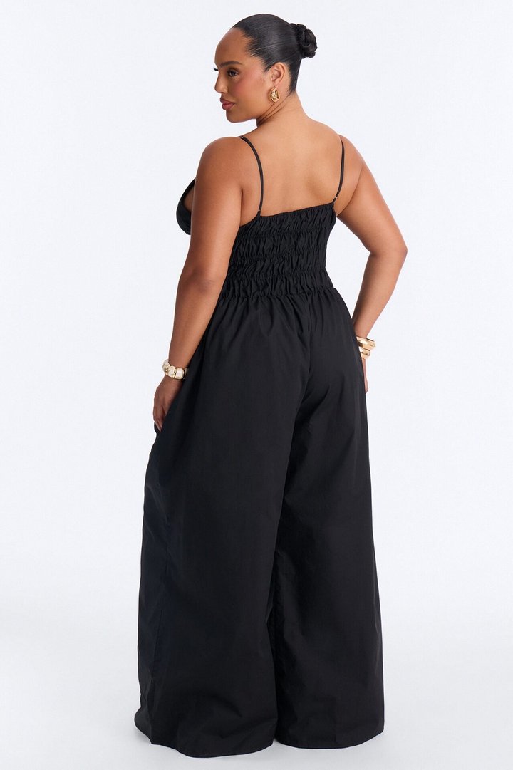 Vacation Muse Beaded Wide Leg Jumpsuit - Black