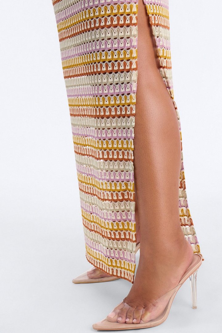 By The Palms Crochet Maxi Dress - Mustard/combo