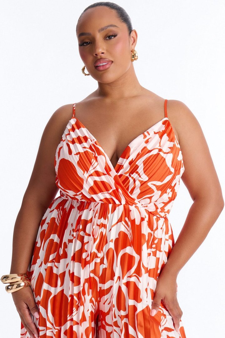 Dana Satin Wide Leg Jumpsuit - Orange