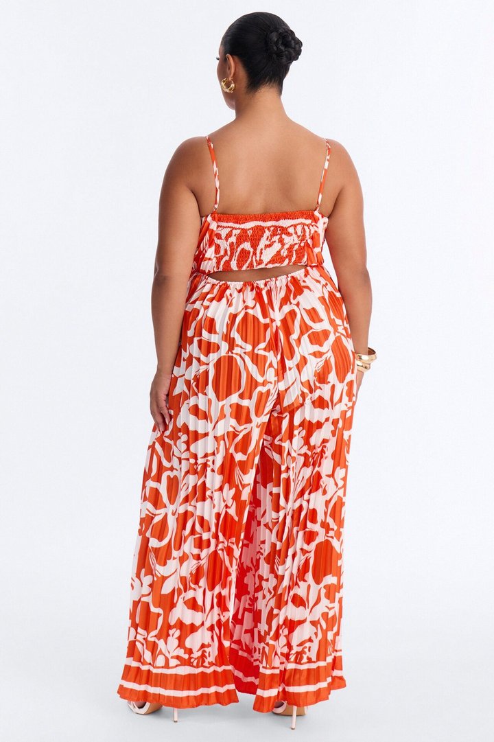Dana Satin Wide Leg Jumpsuit - Orange