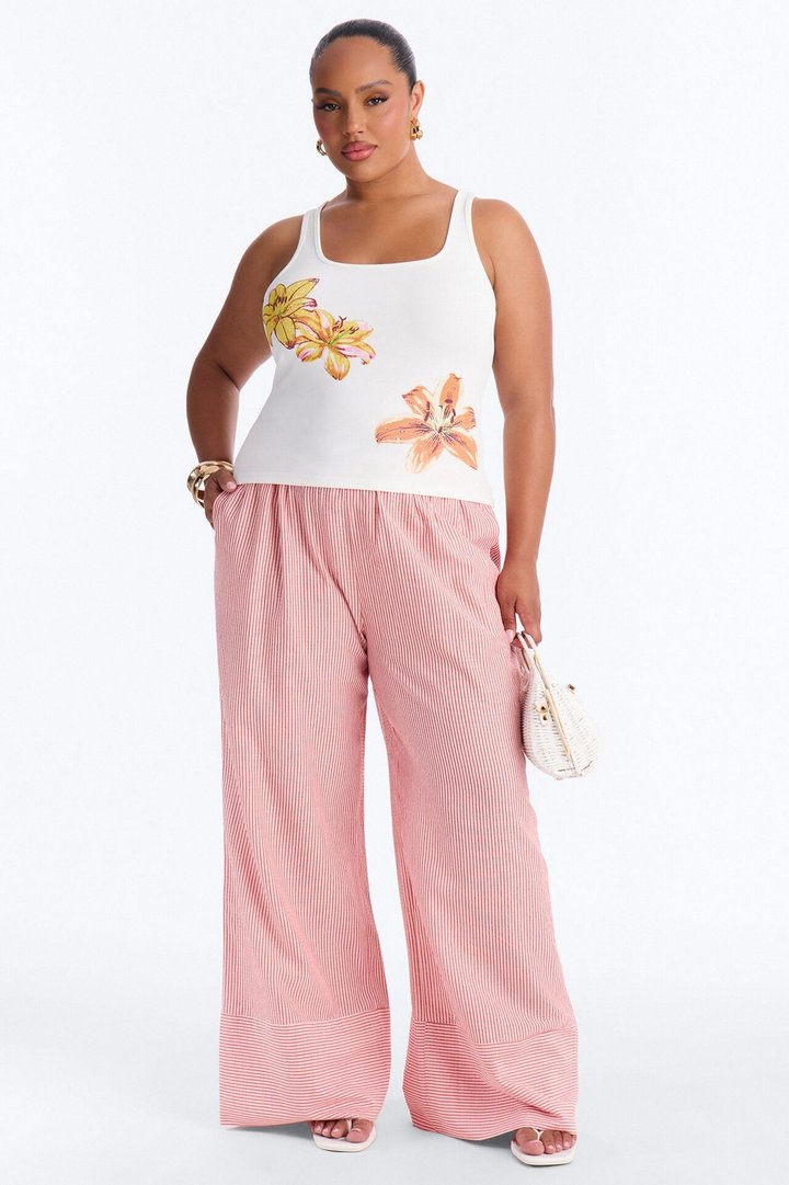 Bloom Season Ribbed Tank Top - White
