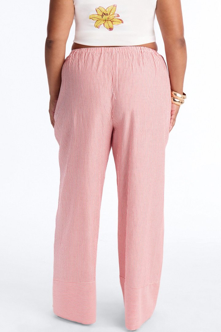 Suddenly I See Wide Leg Striped Pant - Tomato Red/combo