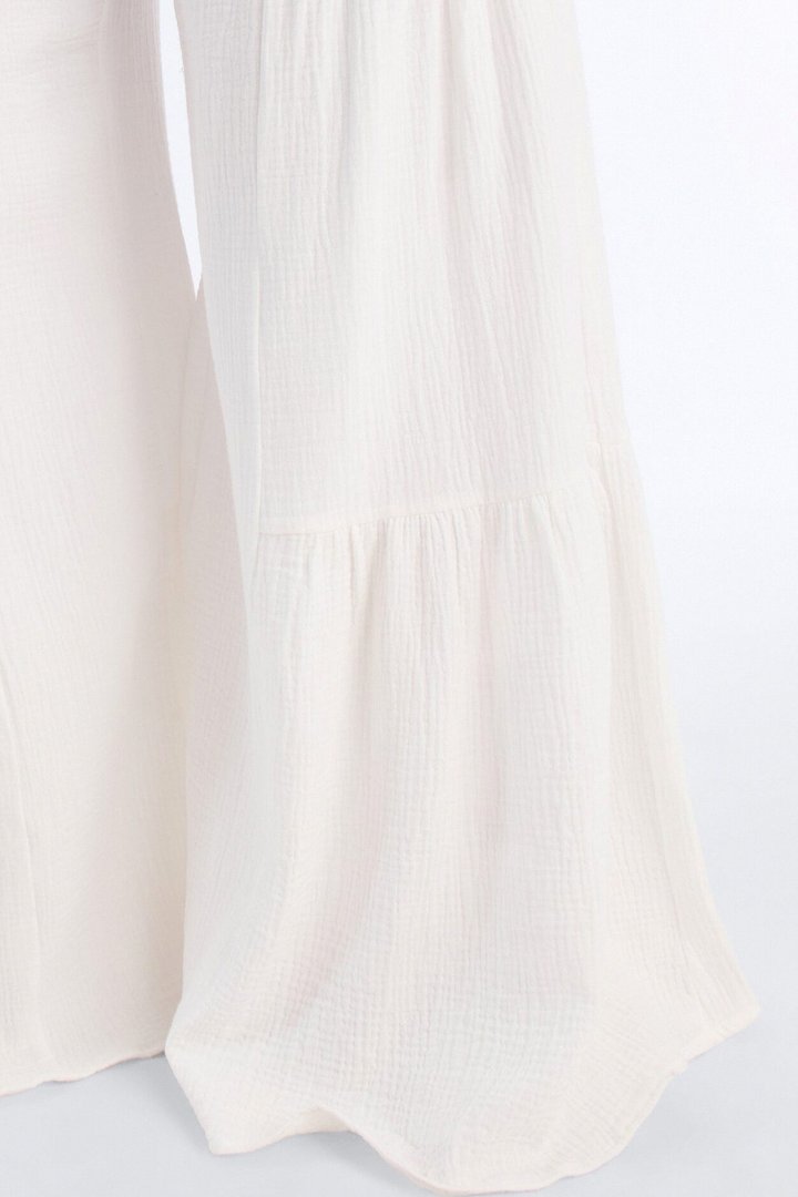 Breezy Bay Wide Leg Gauze Pant - White