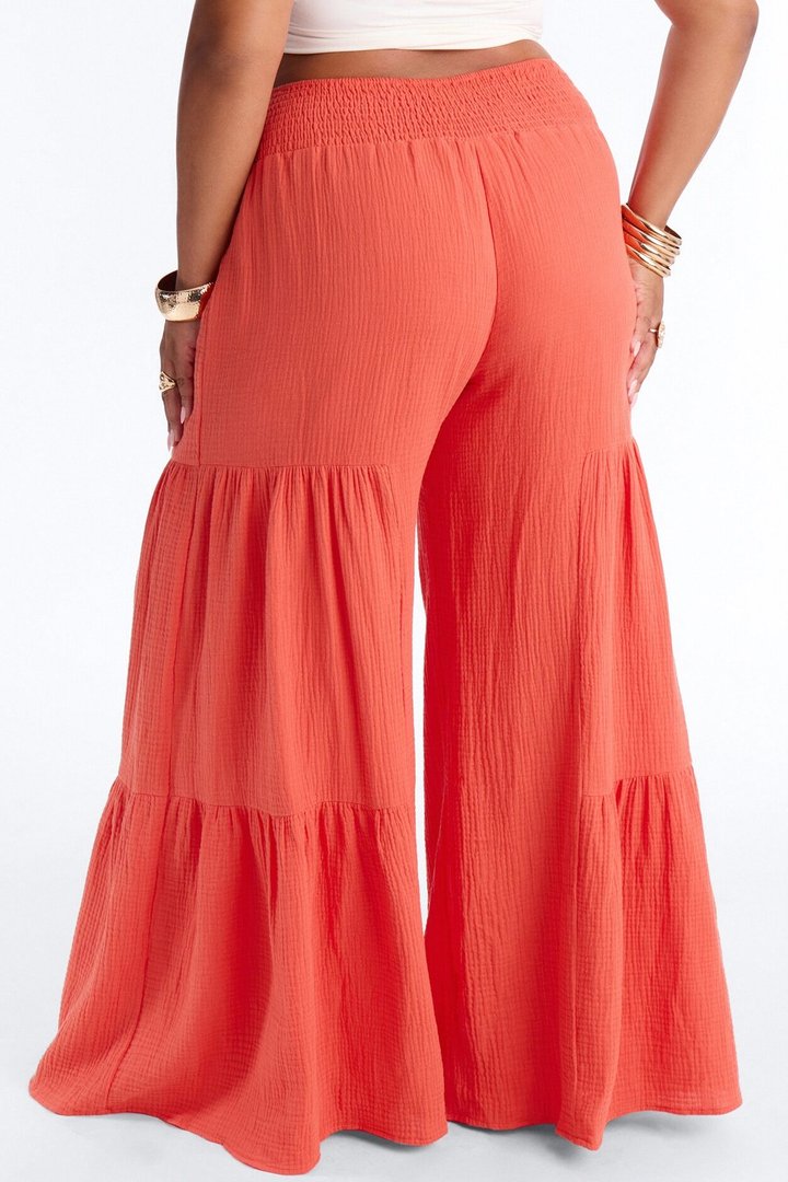 Breezy Bay Wide Leg Gauze Pant - Orange