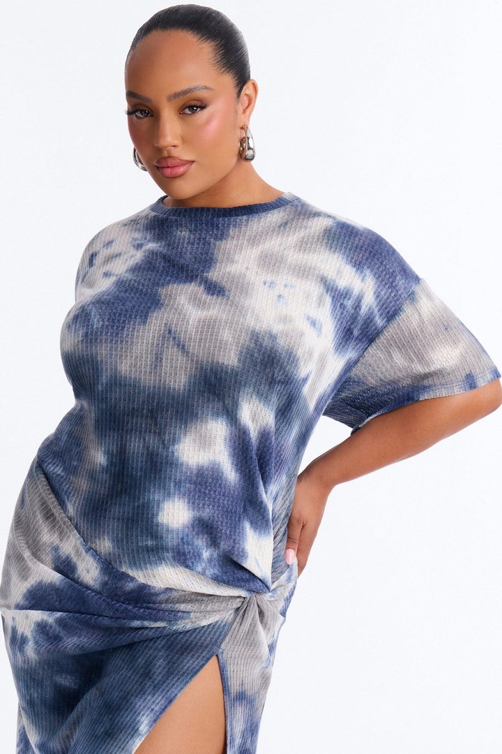 Hadley Waffle Knit Maxi Dress - Blue/combo