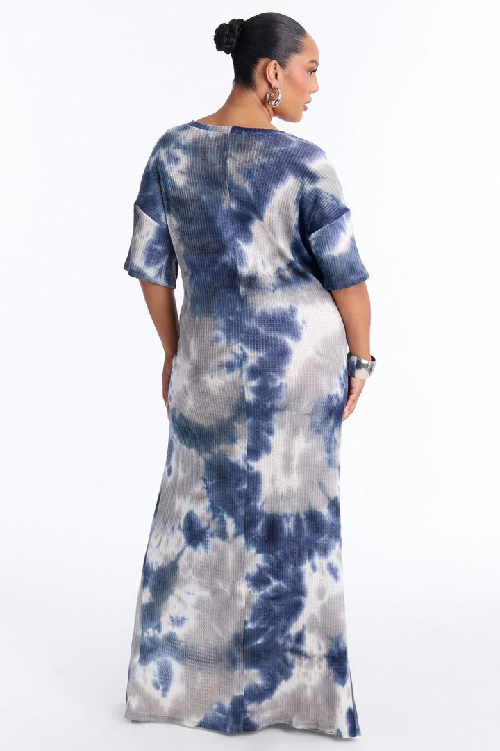 Hadley Waffle Knit Maxi Dress - Blue/combo