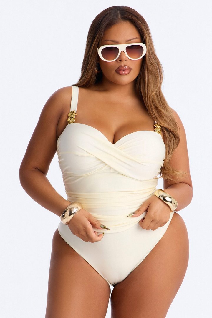 Luna 2 Piece Ruched Tankini Set - Ivory