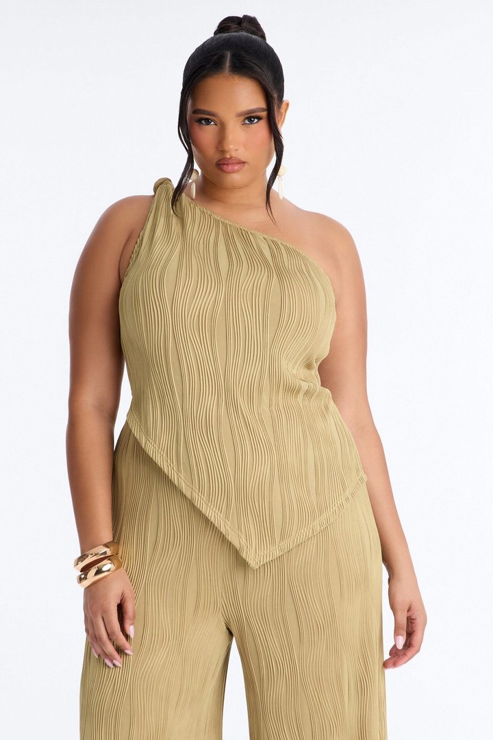 Nyla Textured Wide Leg Jumpsuit - Sage