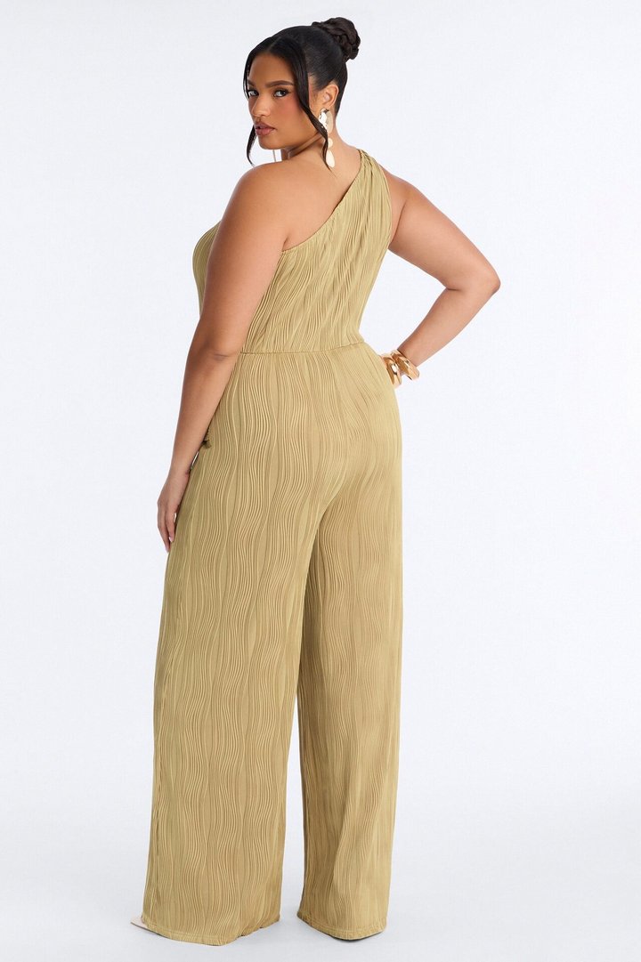 Nyla Textured Wide Leg Jumpsuit - Sage