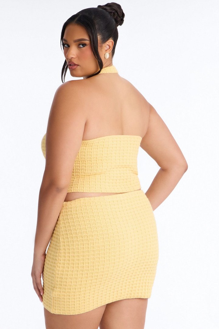 Minimal Effort Sweater Halter Top - Butter Yellow