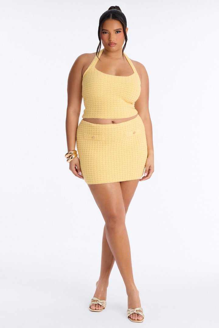 Minimal Effort Bodycon Sweater Mini Skirt - Butter Yellow