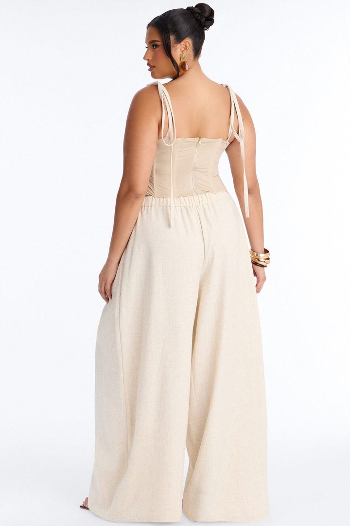 Muse Behavior Corset Linen Pant Set - Natural