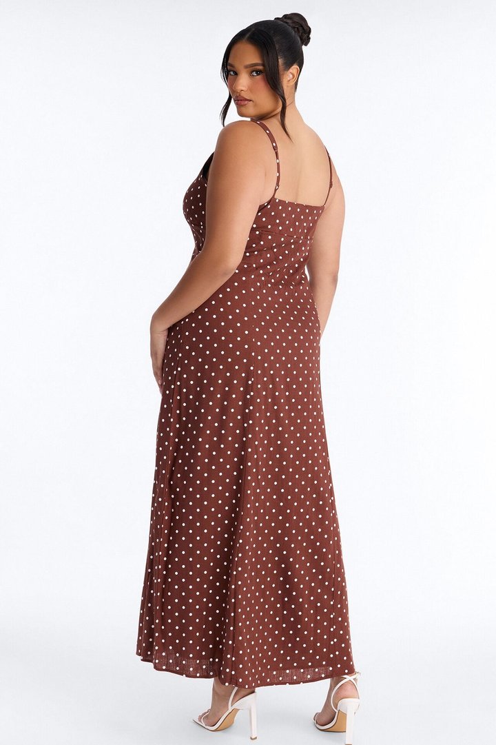 Taylor Polka Dot Linen Maxi Dress - Brown/combo