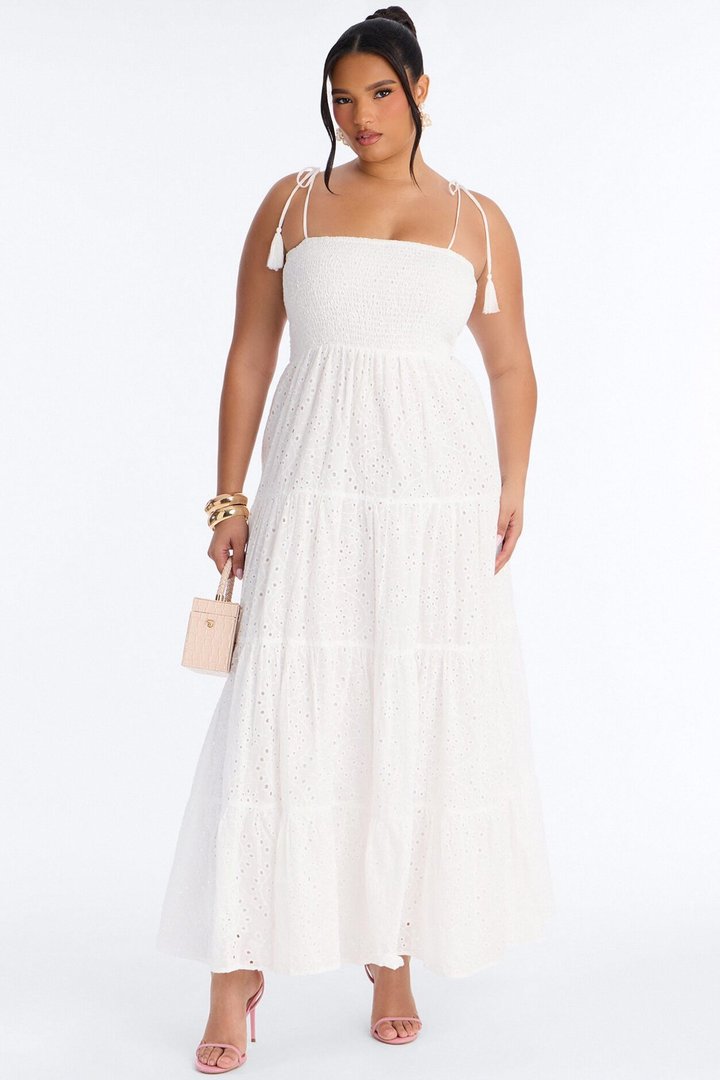 Keep It Casual Eyelet Maxi Dress - White