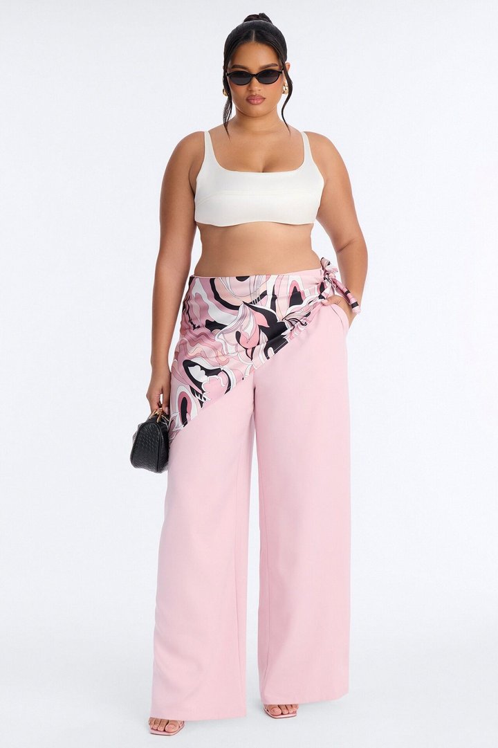 Malibu Days Scarf Belted Trouser Pant - Mauve/combo