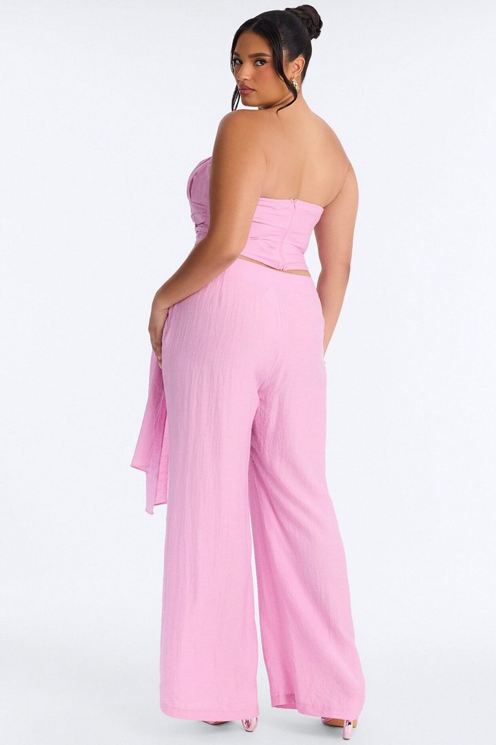 Zariah Strapless Linen Wrap Pant Set - Lilac
