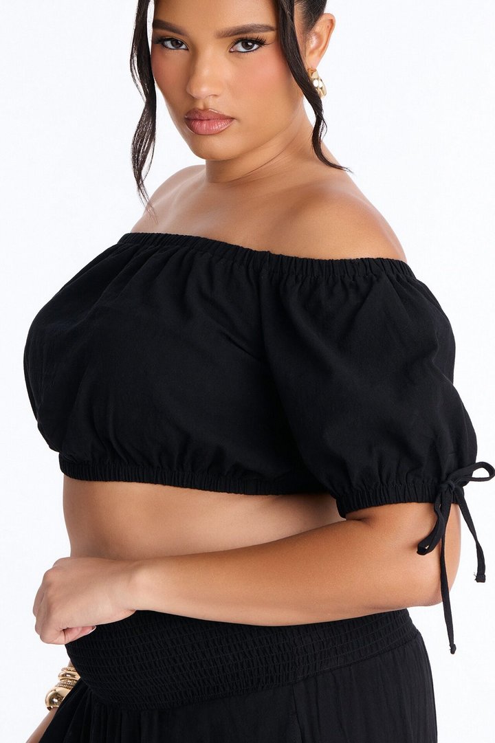 Chrissie Linen Smocked Pant Set - Black