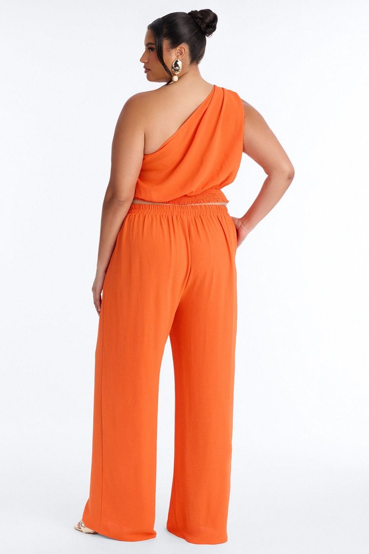 Maeve One Shoulder Pant Set - Orange