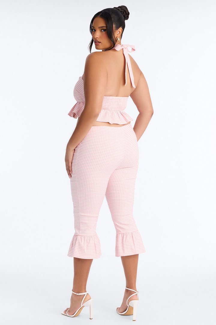 Dorothy Darling Ruffle Trim Gingham Capri - Pink
