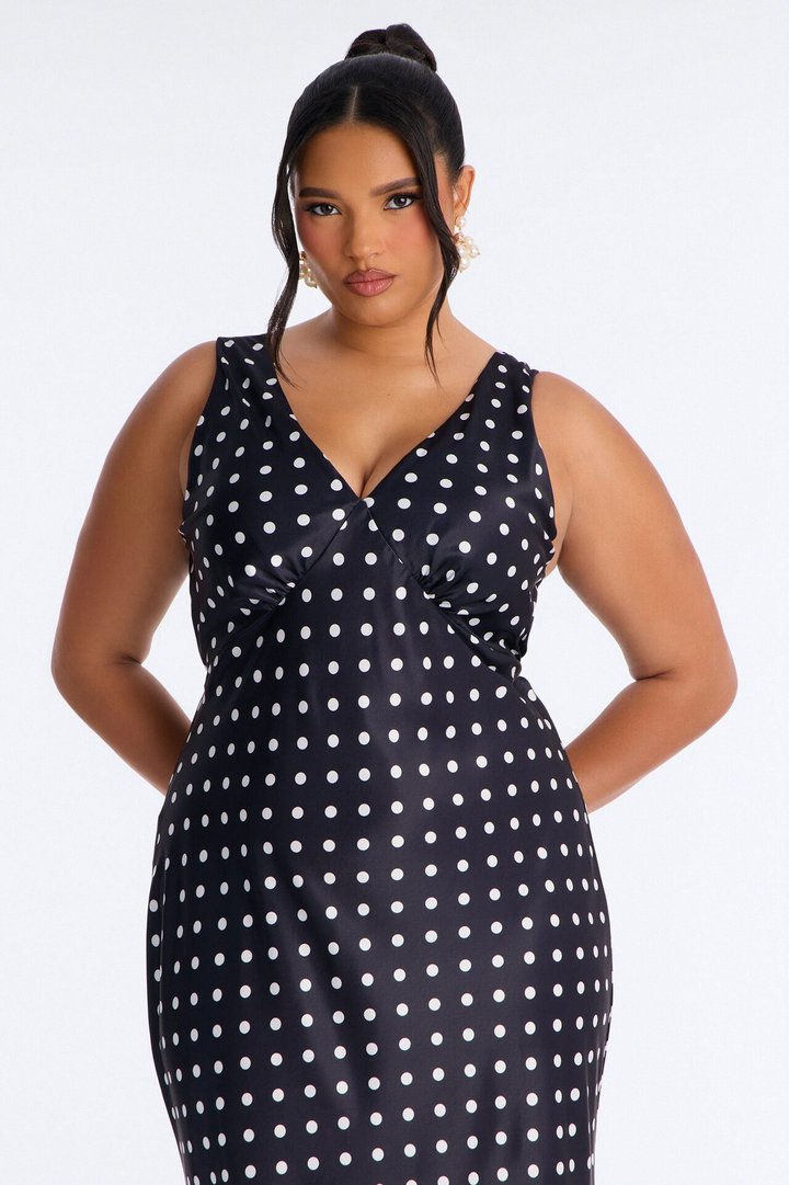 Meet Me There Polka Dot Maxi Dress - Black/White