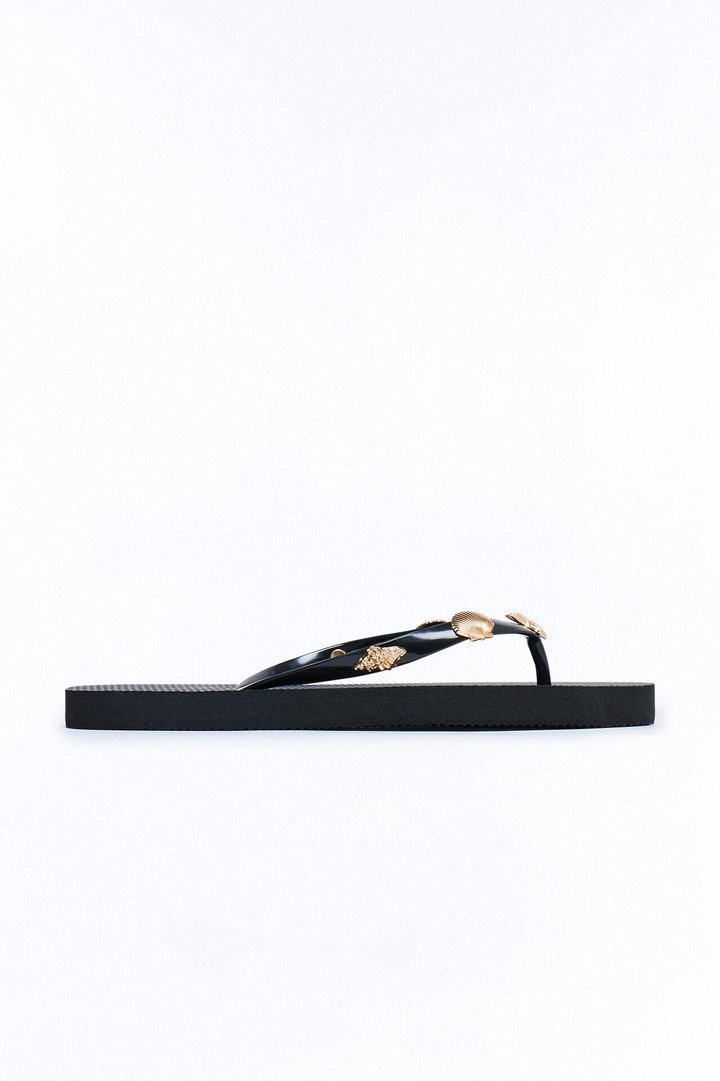 Beachy Hardware Flip Flops - Black