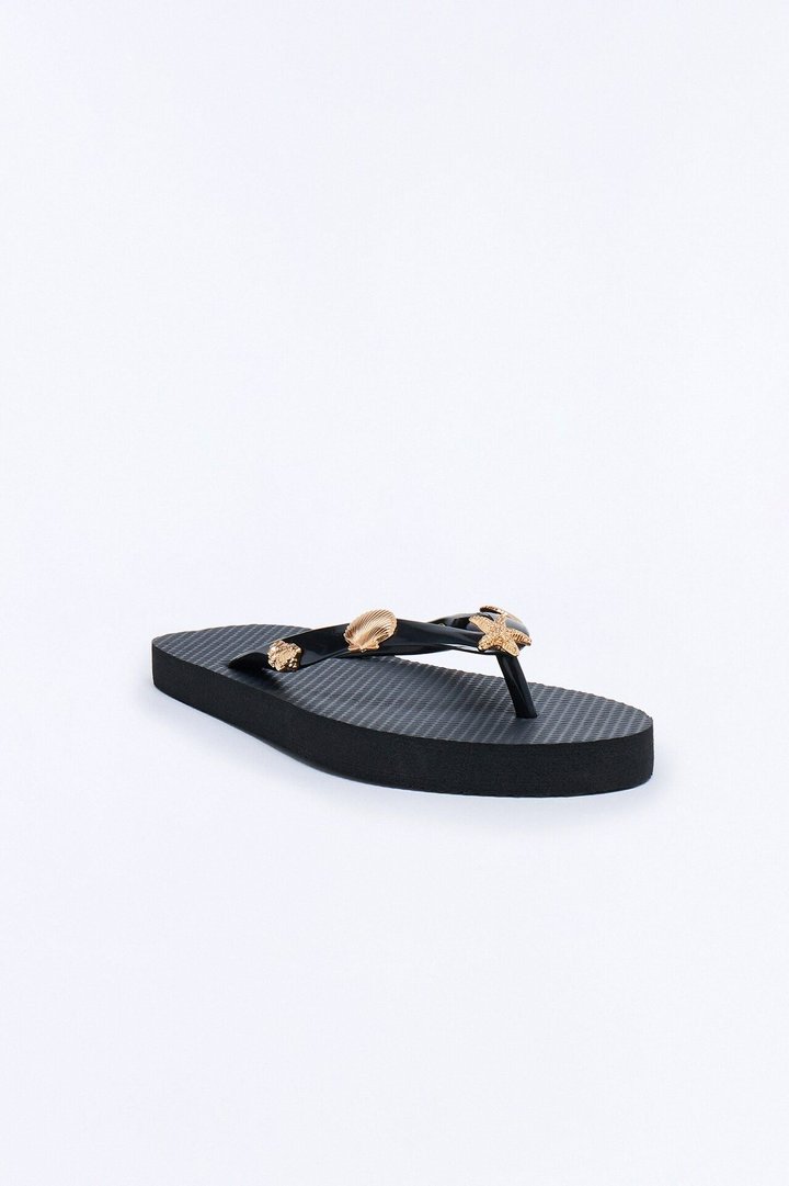 Beachy Hardware Flip Flops - Black