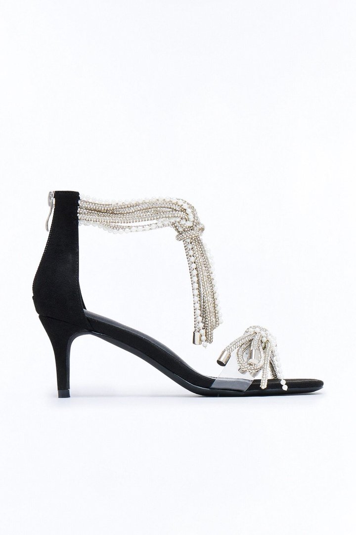 Fina Rhinestone Embellished Heels - Black