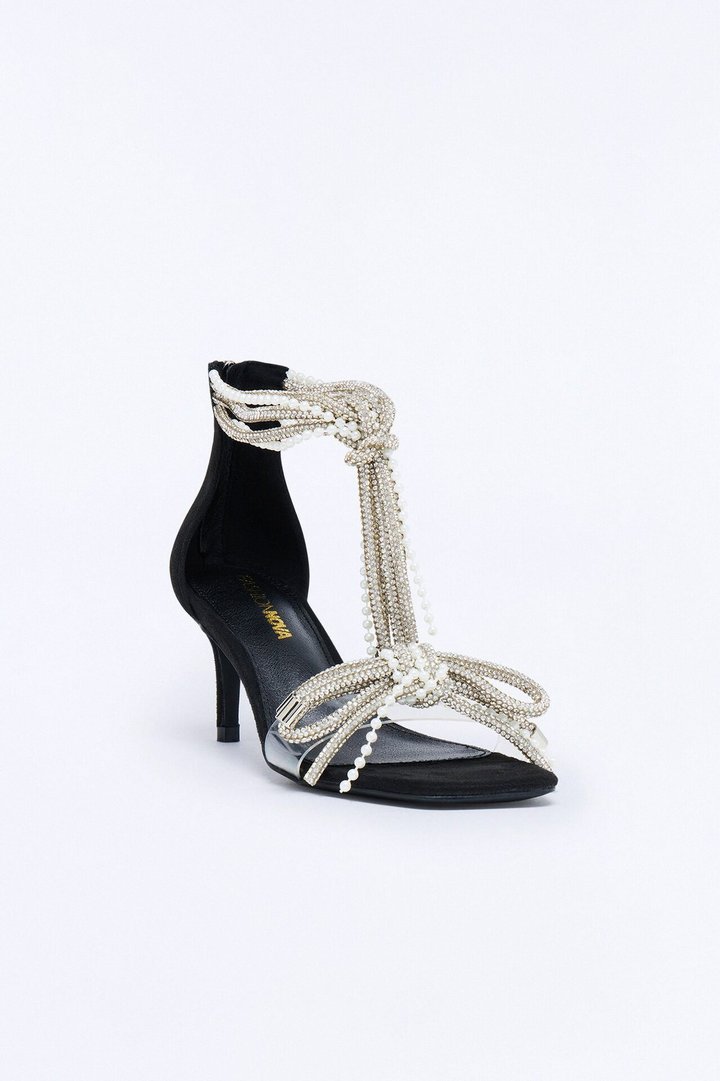Fina Rhinestone Embellished Heels - Black