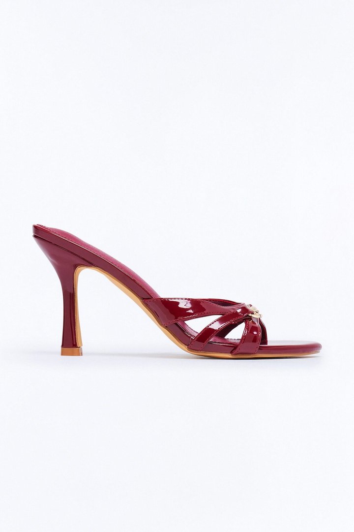 Cider Hardware Faux Patent Heels - Burgundy