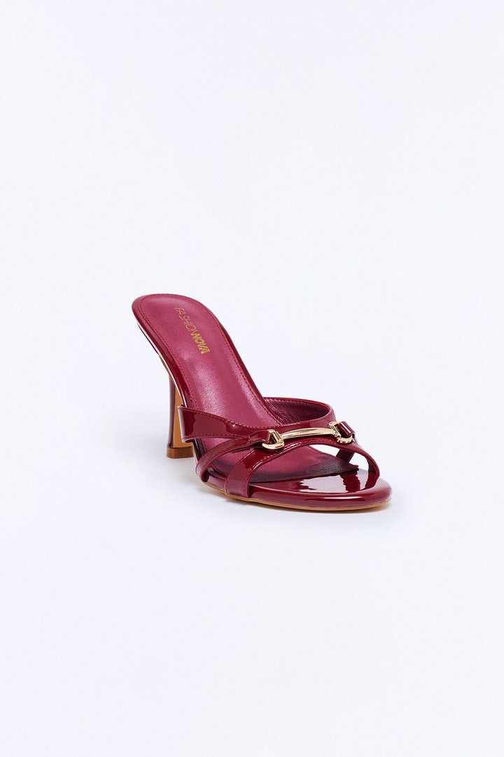 Cider Hardware Faux Patent Heels - Burgundy