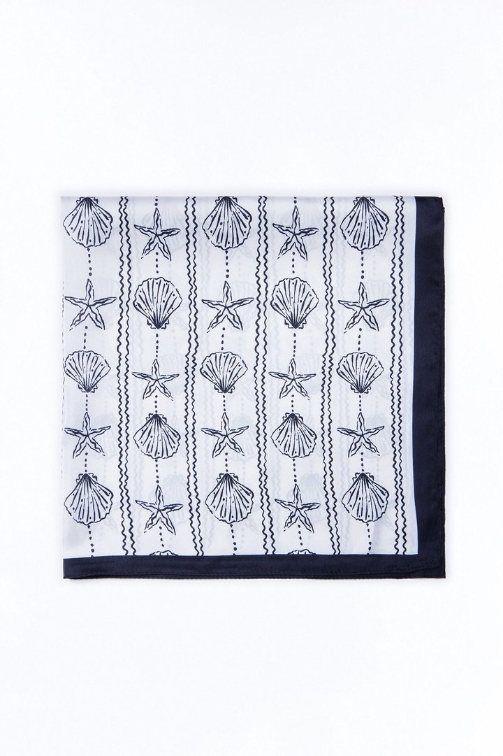 Tropical Novelty Satin Head Scarf - Black