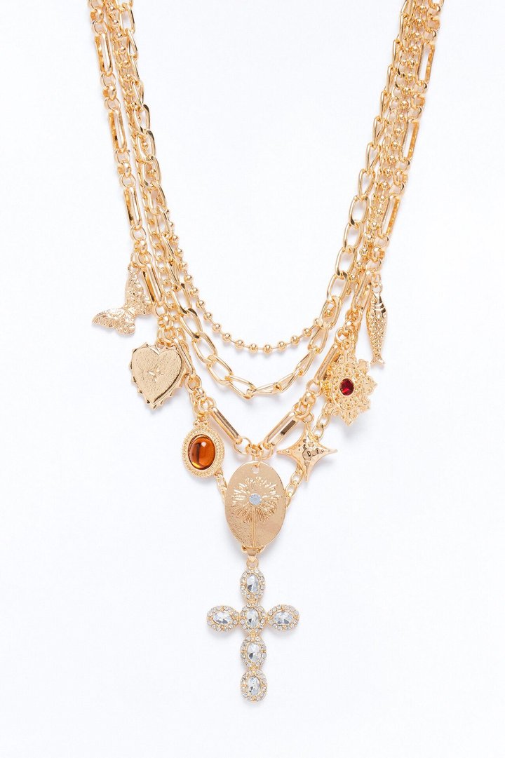 All Of It Charm Layered Necklace - Gold