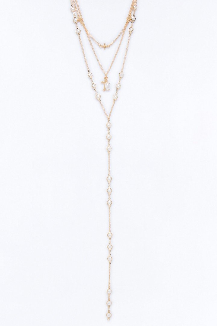 Juliet Pearls Lariat Necklace - Gold