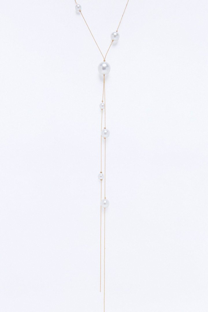 Pretty Pearls Lariat Necklace - Gold/combo