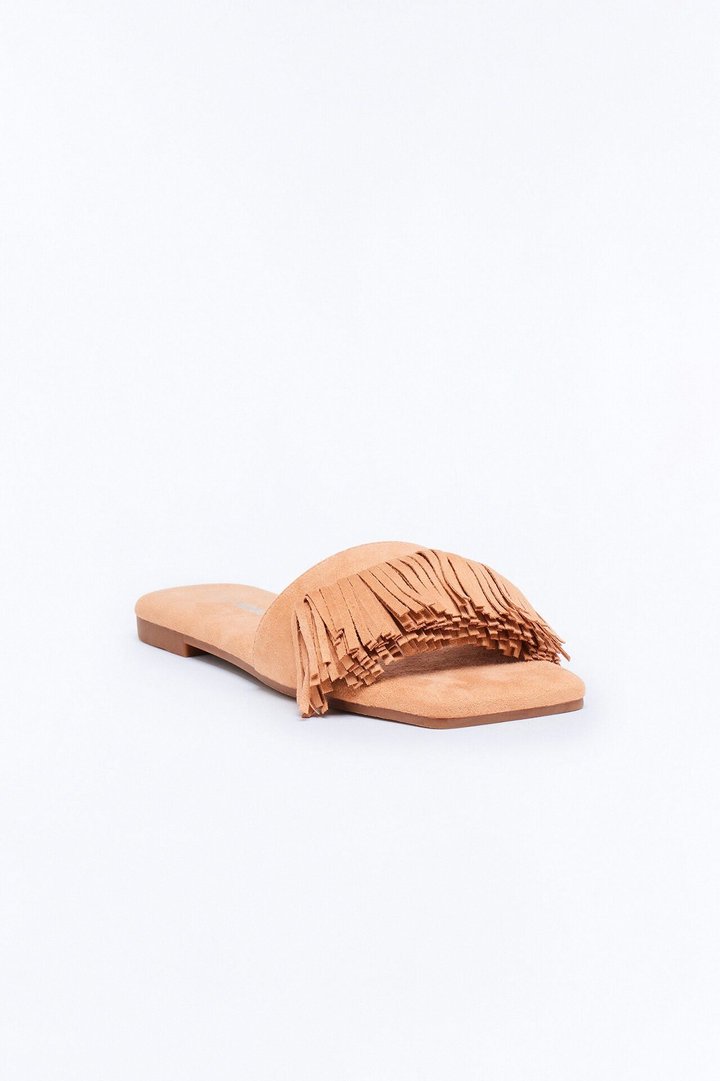 Tassie Suede Slip On Sandals - Tan