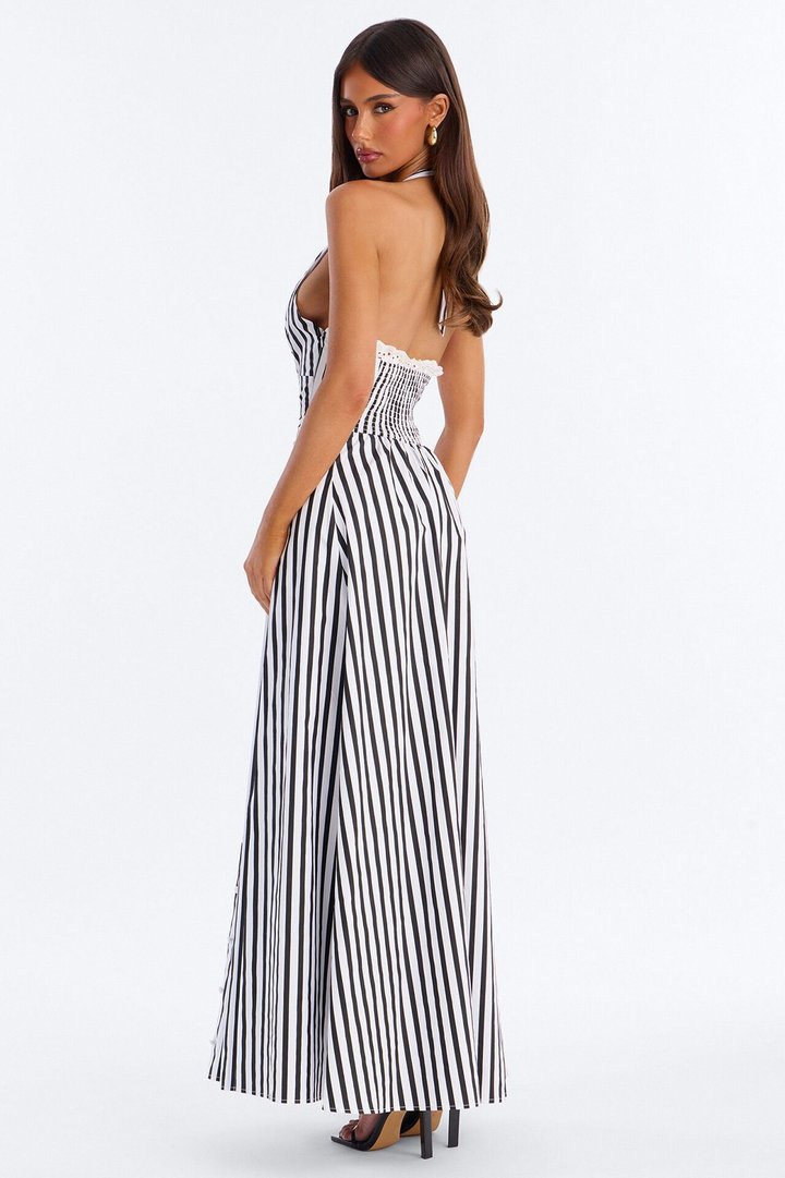Casual Chemistry Poplin Maxi Dress - Black/White
